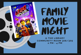 Movie reel with Lego Movie 2 movie cover