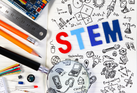 STEM logo with image drawings  