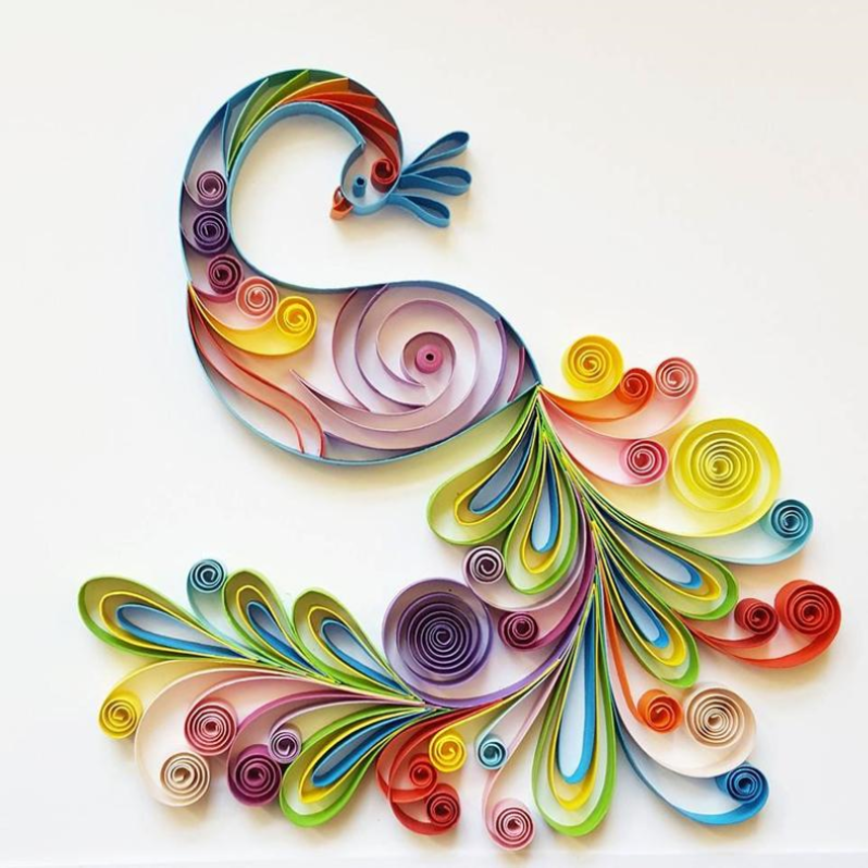 Quilled peacock