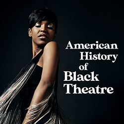 Black woman in a flowing dress looking back over her shoulder with white program title text
