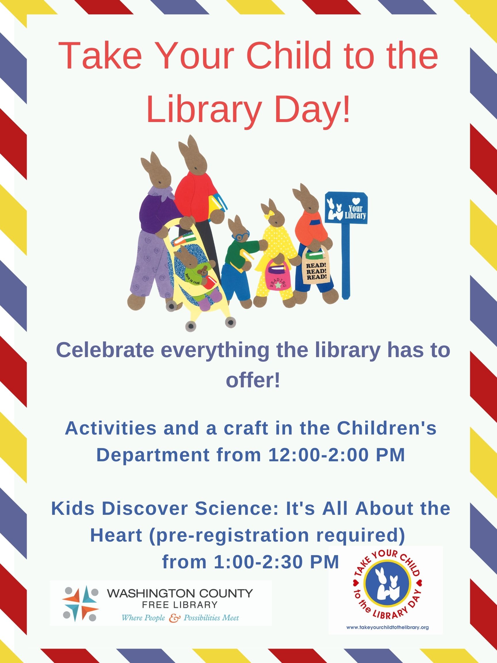 Poster describing Take Your Child to the Library Day