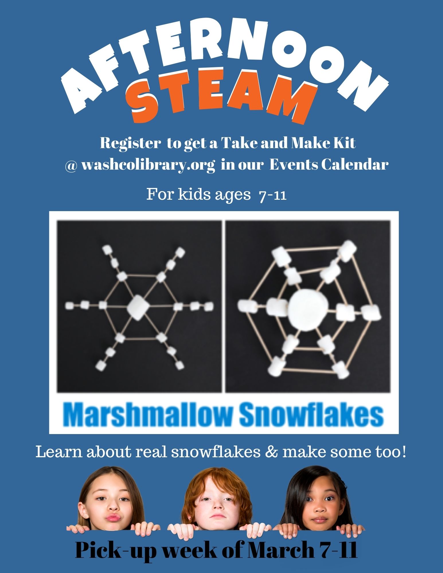Afternoon STEAM:  Marshmallow Snowflakes