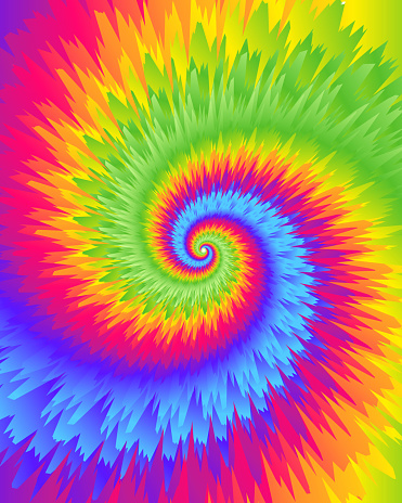 A rainbow-hued tie-dye swirl