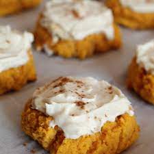 Pumpkin cookies with cream cheese frosting
