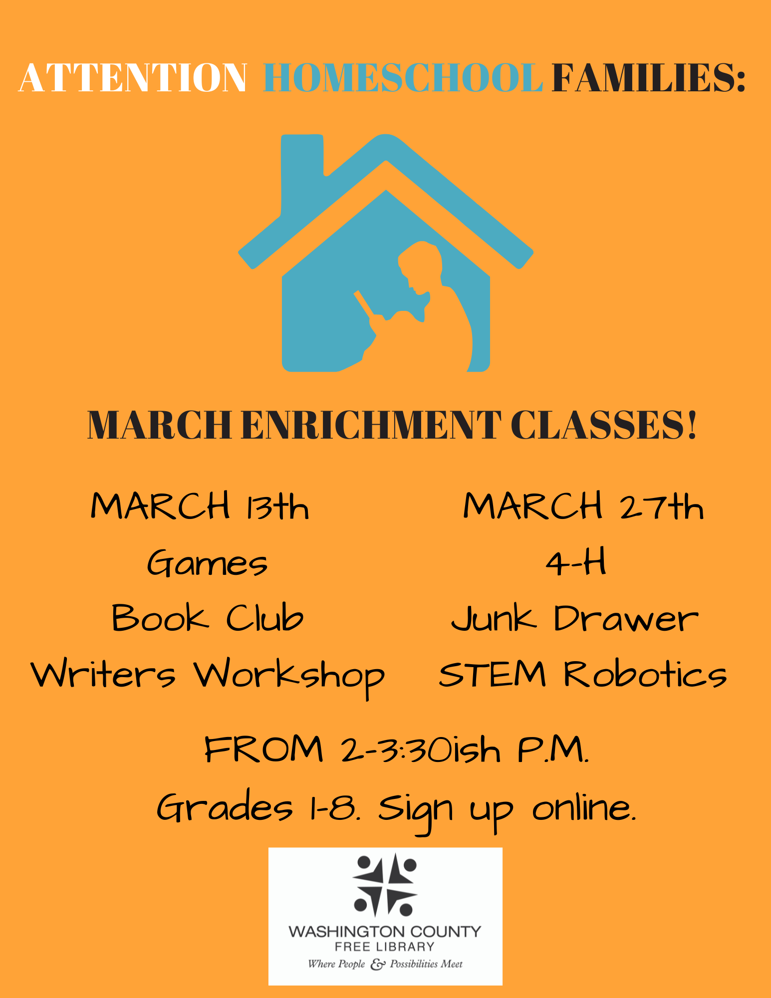 March Homeschool Enrichment Classes!