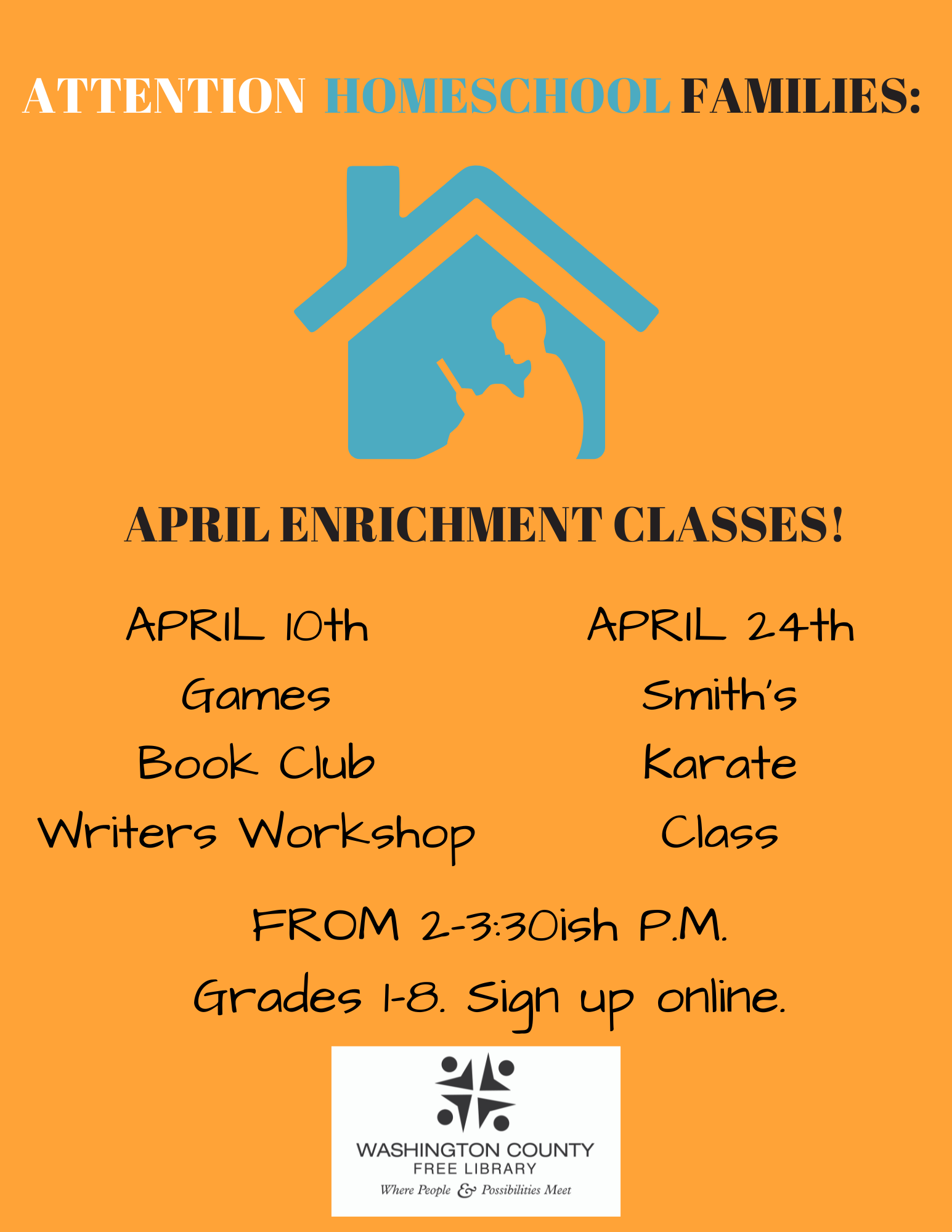 April Homeschool Enrichment Classes