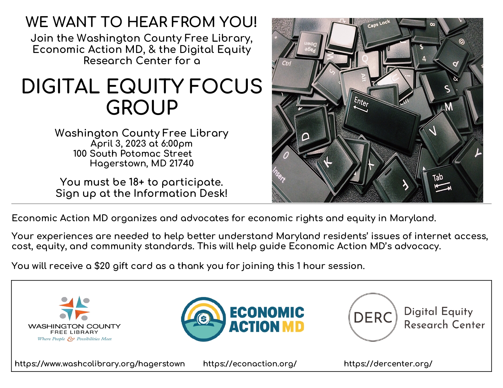Digital Equality Focus Group Recruitment Flyer