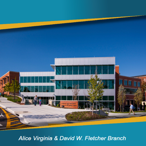 Exterior shot of the Alice Virginia & David W. Fletcher Branch library