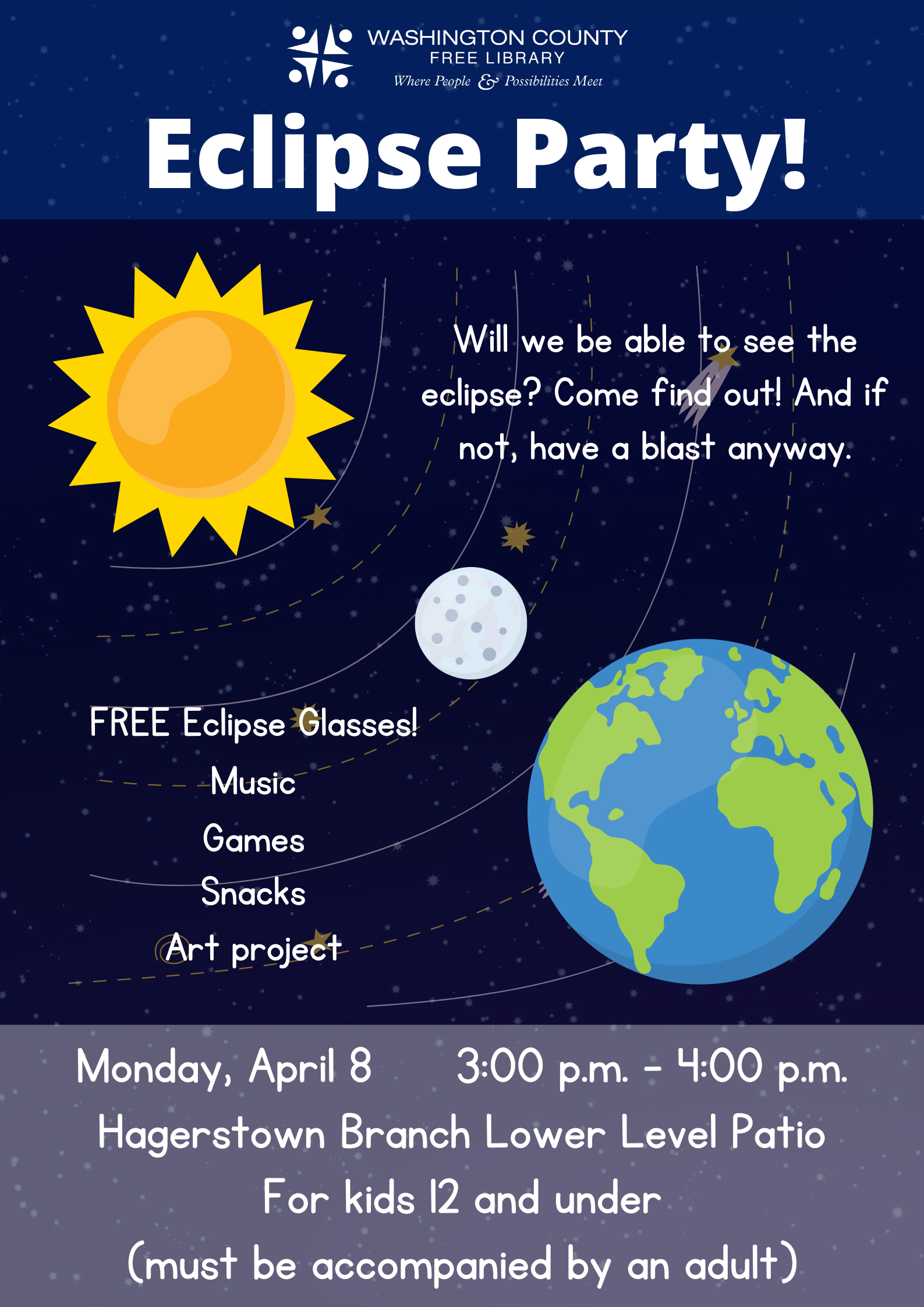 Eclipse Party April 8 3-4 p.m.