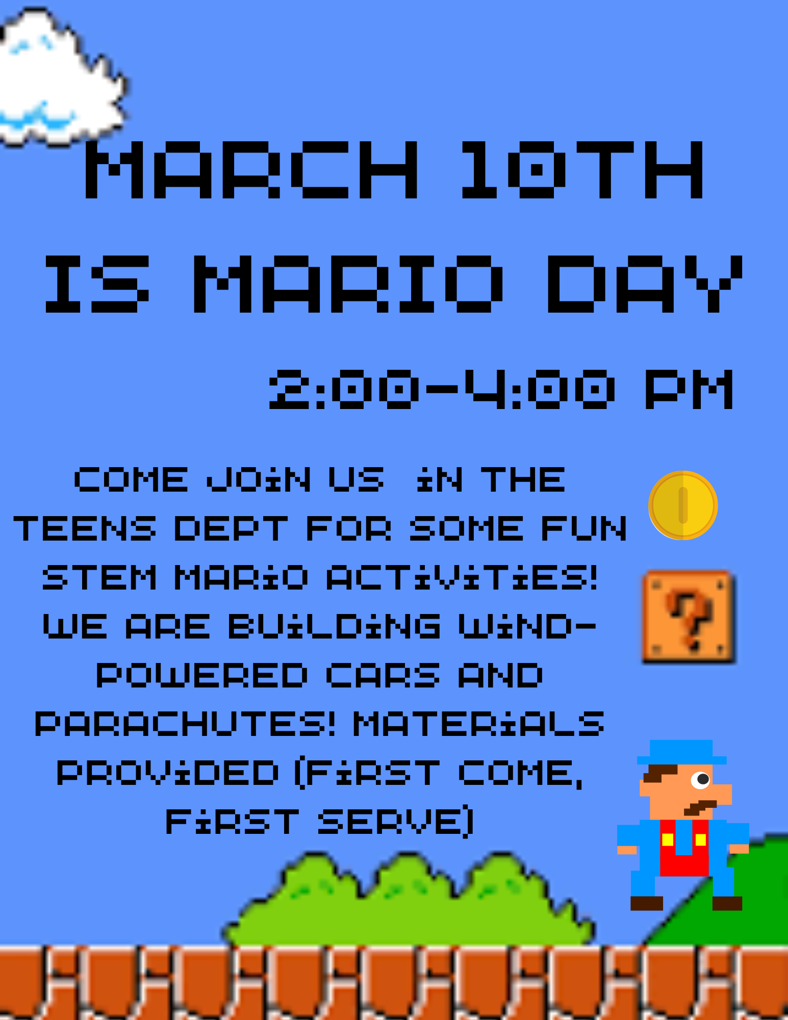 March 10th is Mario Day - Mario background from video game