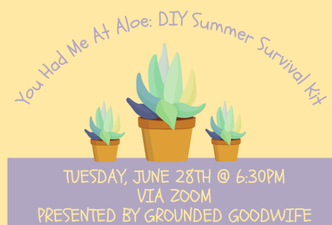 You Had Me At Aloe DIY Summer Survival Kit Tuesday June 28th at 6:30pm via Zoom Presented by Grounded Goodwife