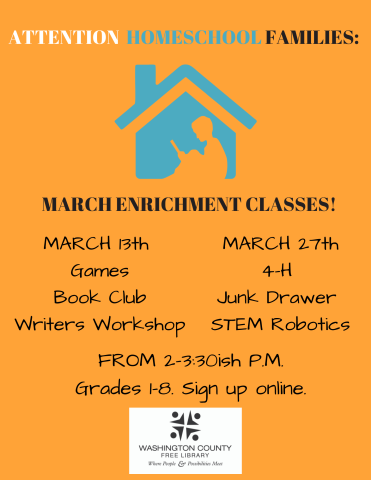 March Homeschool Enrichment Classes!