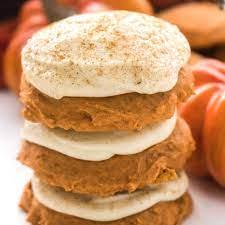 Pumpkin Cookies with Cream Cheese Frosting