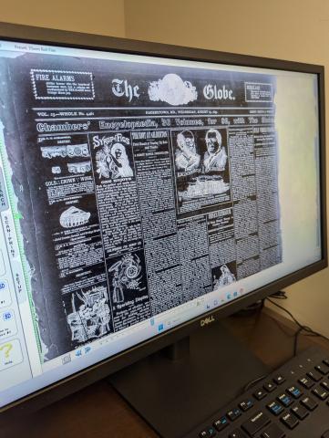 Front page of the Hagerstown Evening Globe newspaper for Wednesday, August 23, 1893