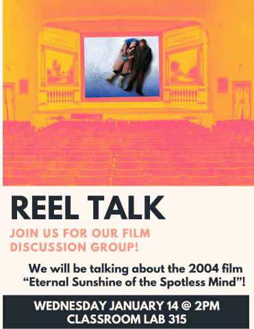 A theater shows a film on the screen. Text describes the event. 