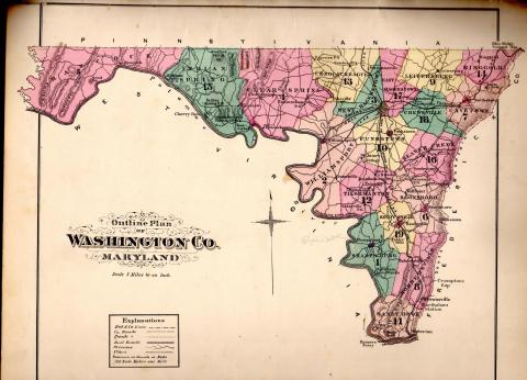 An early map of Washington County, Maryland.