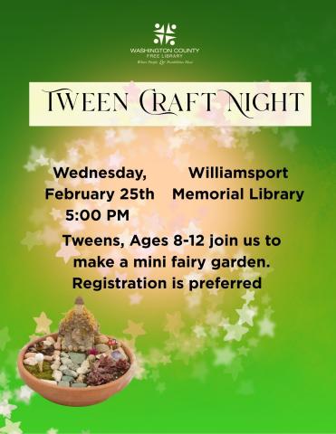 tween craft night feb flyer