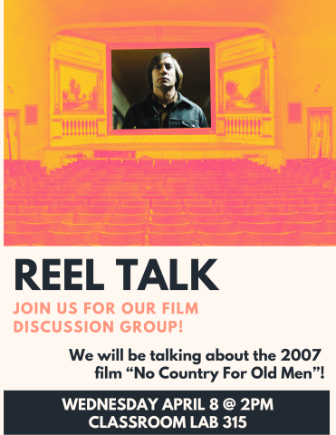 A theater shows a film on the screen. Text describes the event. 