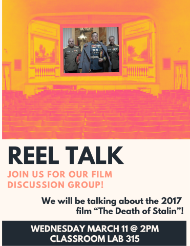 A theater shows a film on the screen. Text describes the event. 