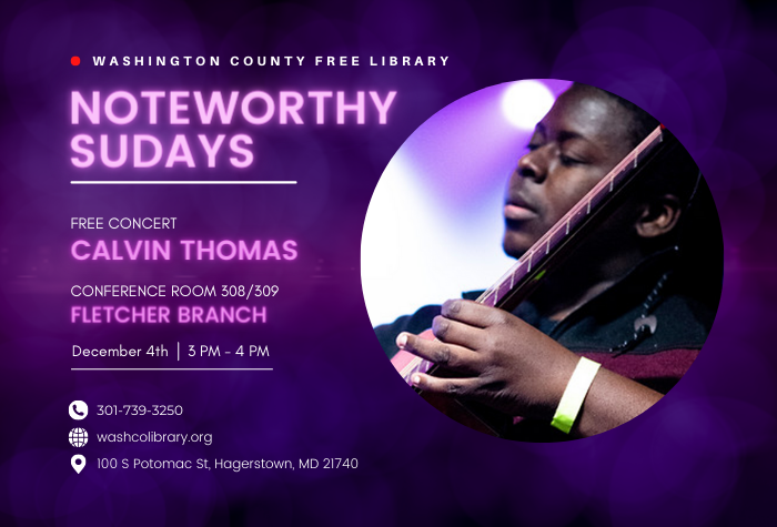 Noteworthy Sundays Calvin Thomas Free Concert December 4th 3pm