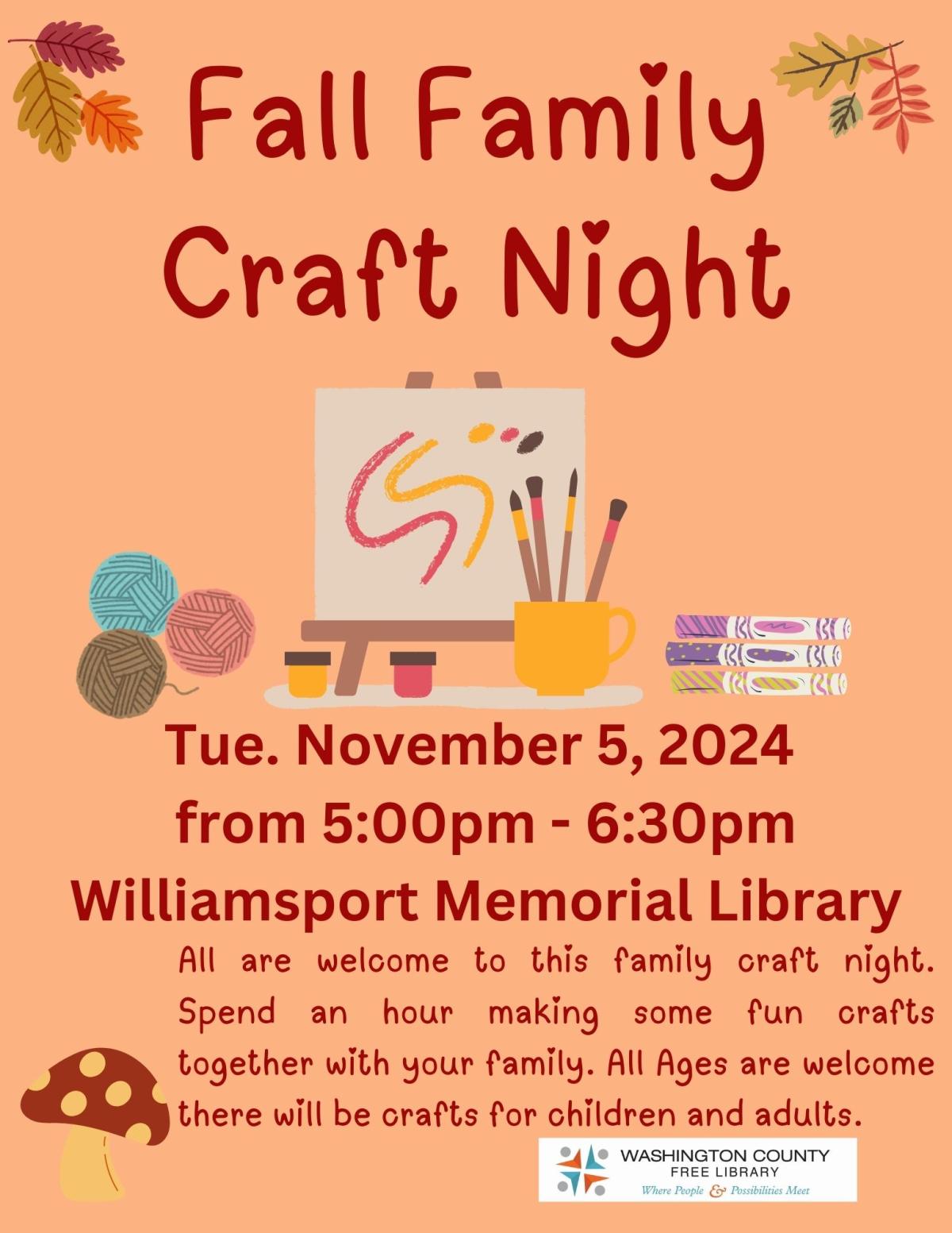 fall colors, leaves and craft  items november 5th 5pm program 