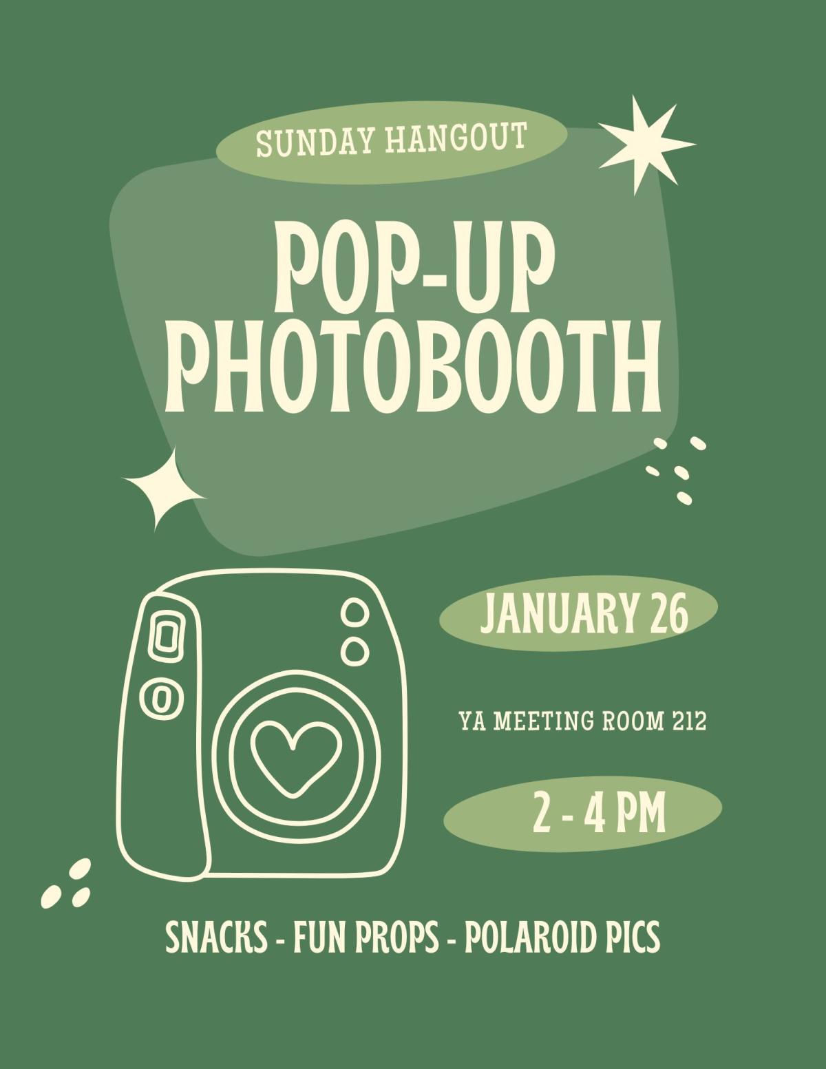 Pop Up Photo booth with Polaroid Pictures in the Teen Department