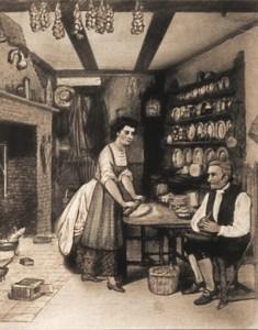 Elizabeth and Jonathan Hager at home at Hager House. Artist unknown.