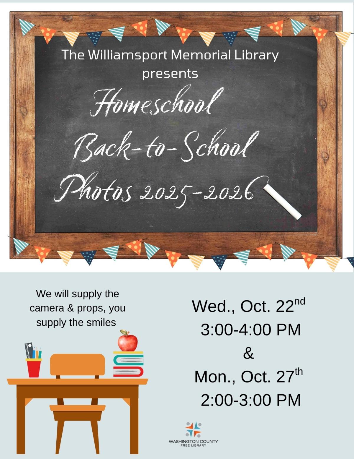 chalk board with event dates and times 